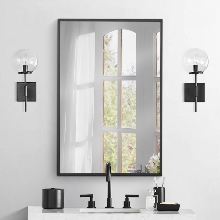 Arcus 24\" X 36\" Hand Crafted Linear Rectangular Mirror - Black
