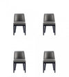 Gansevoort Modern Wood Vegan Leather Dining Chair in Graphite - Set of 4