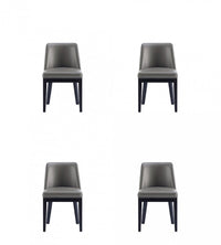 Gansevoort Modern Wood Vegan Leather Dining Chair in Graphite - Set of 4