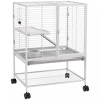 Pawhut Small Animal Cage With Wheels, Pet Playpen For Rat, Kitten, Ferrets, Chinchillas With Bottom 