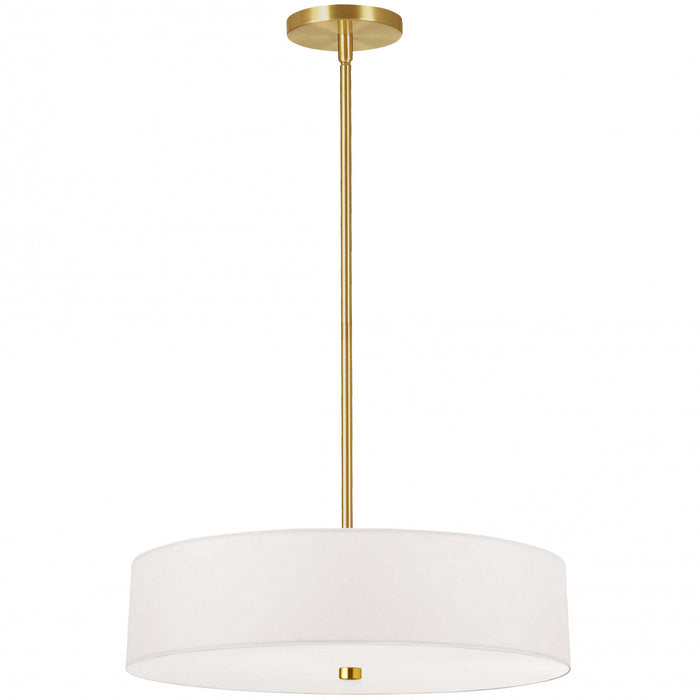 Dainolite Everly 4 Light Pendant Aged Brass Finish White Shade Lamp
