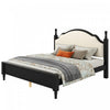 Miles Queen Size Wood Platform Bed with Curved Upholstered Headboard, Black | Lit plateforme Miles en bois format Queen avec tete de lit rembourree incurvee, noir