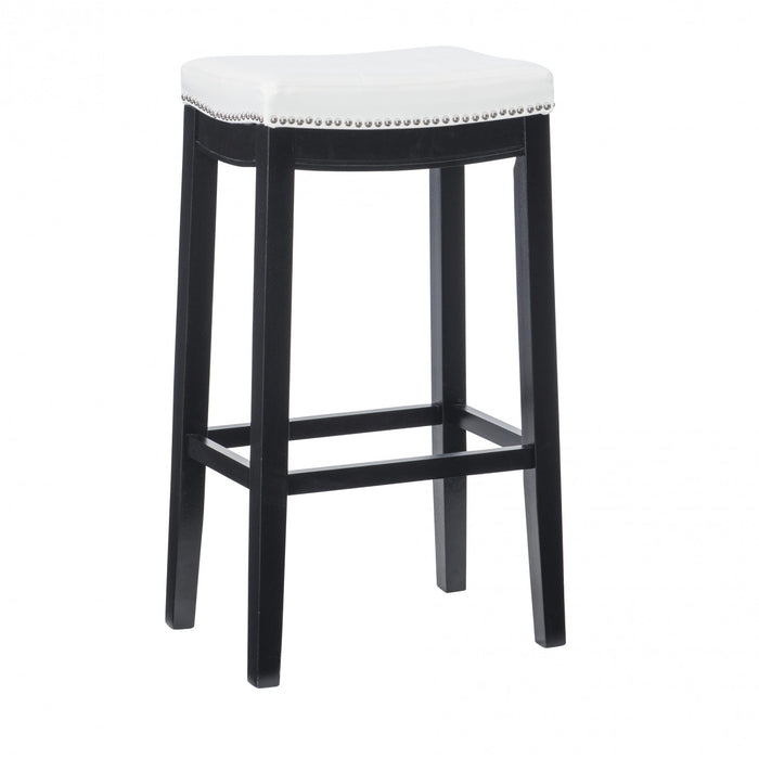 Claridge Faux Leather Backless Barstool - Black and White