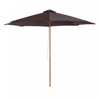 Outsunny 10' X 8' Round Wooden Patio Umbrella With Bamboo Rib For Outdoor