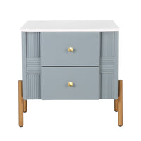 Lila Modern Nightstand with Storage Drawers and Metal Handles,Blue