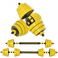 Soozier 44lbs Dumbbell & Barbell Adjustable Ergonomic Set Home Gym Exercise