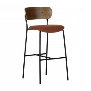 Hype Burnt Orange Brown Bar Stool - Set of 2