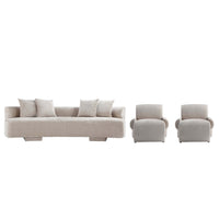 Verandah Mid-Century Modern 3-Piece Sofa Set in Beige 