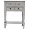 Olivia Solid Wood Console Table With Drawers And Bottom Shelf - Grey