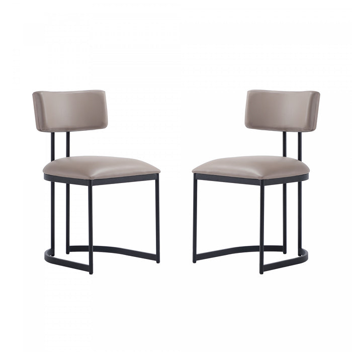 Juno Contemporary Modern Vegan Leather Metal Side Chair in Taupe - Set of 2