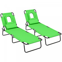 Outsunny 2pcs Adjustable Outdoor Lounge Chair, Garden Folding Chaise Lounge