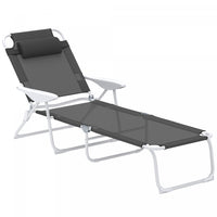 Outsunny Outdoor Lounge Chair With Adjustable Backrest, Charcoal Grey