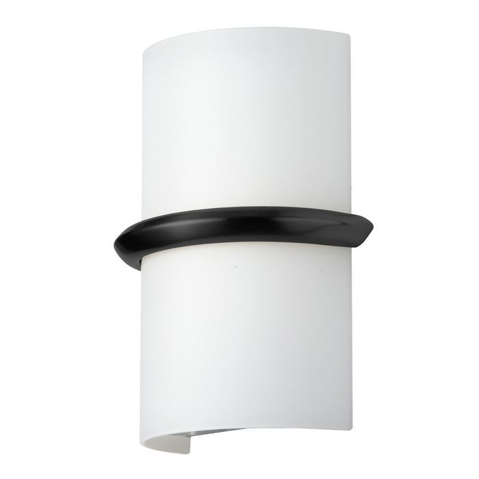 Dainolite Wallace Wall Sconce 14w Matte Black Opal White Glass Lamp