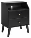 Milo 2-Drawer Shelf Nightstand - Black