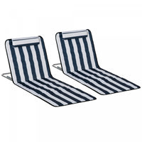 Outsunny 2 Pcs Folding Beach Lounge Chair W/ Pillow, Blue
