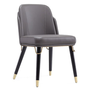 Manhattan Comfort Estelle Faux Leather Dining Chair - Pebble & Black