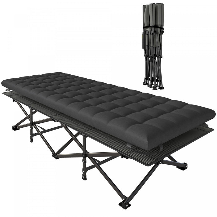 Outsunny Camping Cot with Pad, 32\" Extra Wide Folding Cots, Black