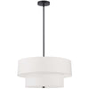 Dainolite Everly 4 Light 2 Tier Pendant Matte Black Finish White Shade Lamp