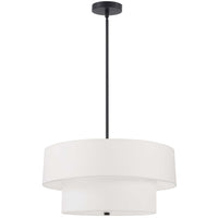 Dainolite Everly 4 Light 2 Tier Pendant Matte Black Finish White Shade Lamp