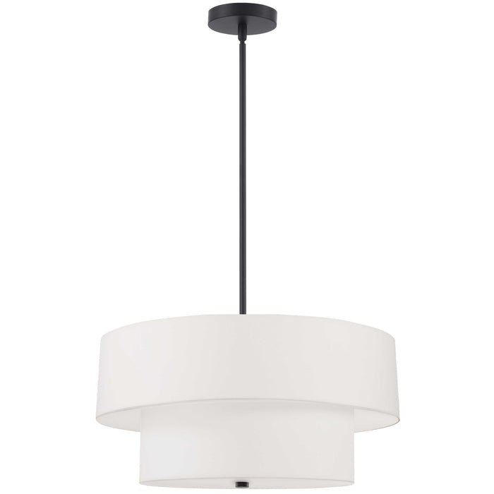 Dainolite Everly 4 Light 2 Tier Pendant Matte Black Finish White Shade Lamp