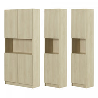 Liora Set Of Bookcase And 2 2-door Narrow Bookcases - Bleached Oak 
