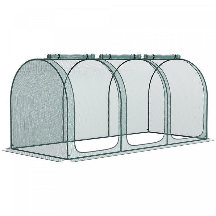 Outsunny 9 X 4ft Crop Cage With 3 Zippered Doors And Ground Stakes Green