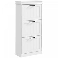 HOMCOM Narrow Shoe Cabinet with Flip Drawers Adjustable Shelf, White