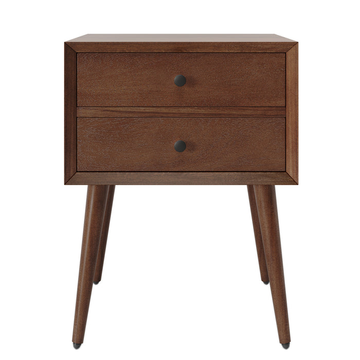 Emma Mid-Century Modern Nightstand with 2 Drawers,Brown