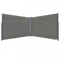 Outsunny Patio Retractable Double Side Awning, Folding Privacy Screen Fence, Privacy Wall Corner Div