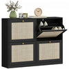 HOMCOM Narrow Shoe Cabinet with 4 Flip Drawers for Entryway Hallway Black