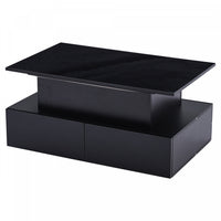 Ethan Lift-Top Coffee Table with LED Lighting and Storage Drawers,Black