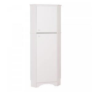 Elite Tall 2-Door Corner Storage Cabinet - White