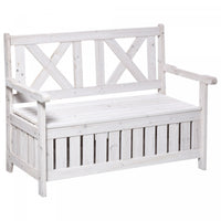 Outsunny 2-seater Wooden Outdoor Bench With 29 Gal Storage Box, White