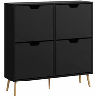 HOMCOM Shoe Cabinet with 4 Flip Drawers and Adjustable Shelves, Black