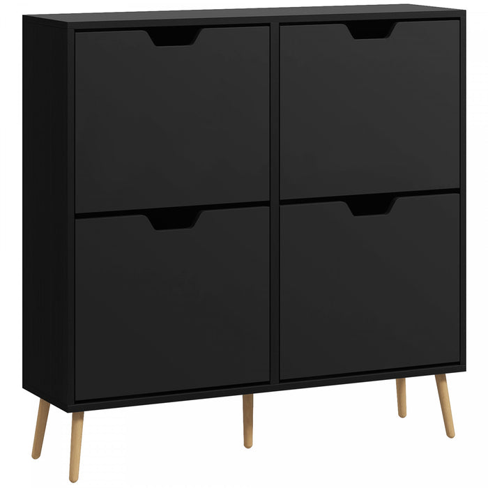 HOMCOM Shoe Cabinet with 4 Flip Drawers and Adjustable Shelves, Black