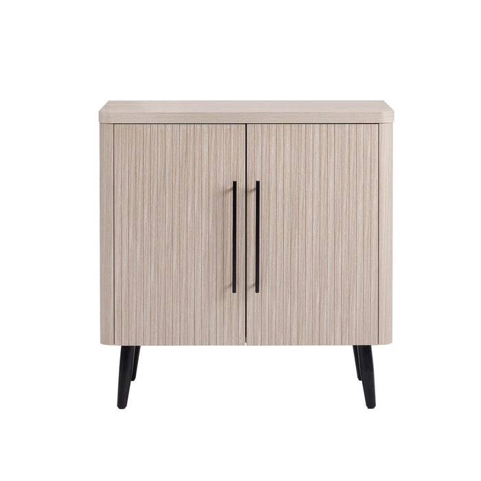 Jodie Mid-Century Modern 31\" Fluted Accent Cabinet in Whitewashed Oak