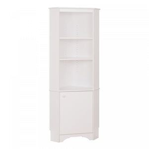 Elite Tall One-Door Corner Storage Cabinet - White
