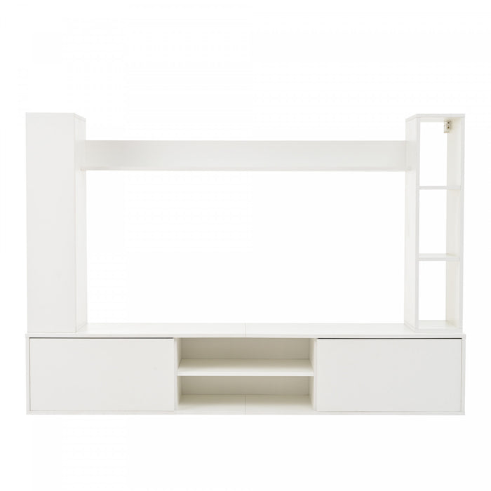 Zara 65 Inch Wall-Mounted TV Unit Set with Display Shelves, White