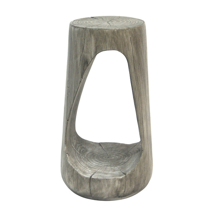 Brio 26.57\" Rustic Tree-Stump MGO Accent Table, Unique Wood Grain Indoor Side Table, Grey
