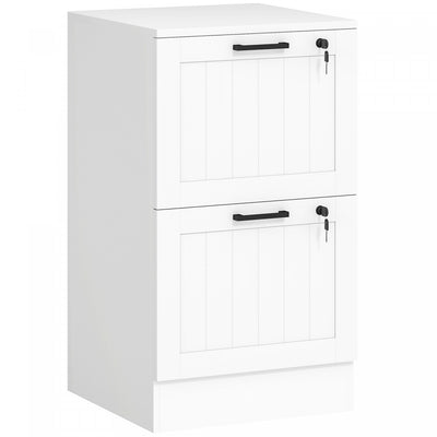 HOMCOM 2 Drawer File Cabinet with Lock Filing Cabinet for A4 Letter White