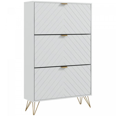 HOMCOM Shoe Storage Cabinet with 3 Flip Drawers for 18 Pairs of Shoes White