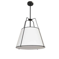 Dainolite Trapezoid 1 Light Pendant Black/White Shade White Fabric Diffuser Lamp