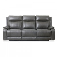Marlow 84 in. Leather Match Power Reclining Sofa with USB/USB-C - Charcoal 
