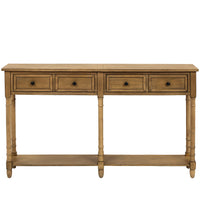 Phyllis Solid Wood Console Table With Drawers And Bottom Shelf - Old Pine 