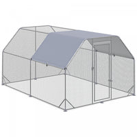 Pawhut Galvanized Large Metal Chicken Coop Cage Walk-in Enclosure Poultry Hen Run House Playpen Rabb