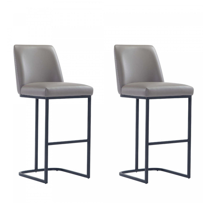 Serena Modern Metal Upholstered Barstool in Taupe - Set of 2 Bar Stool