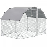 Pawhut Galvanized Large Metal Chicken Coop Cage Walk-in Enclosure Poultry Hen Run House Playpen Rabb