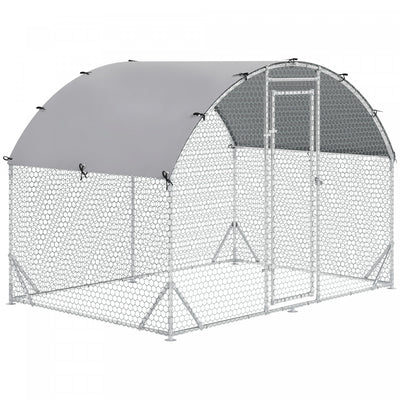 Pawhut Galvanized Large Metal Chicken Coop Cage Walk-in Enclosure Poultry Hen Run House Playpen Rabb|Pawhut Grand Poulailler En Metal Galvanise, Avec Couverture, Pour L'exterieur De La Cour (9.2' X 6.2