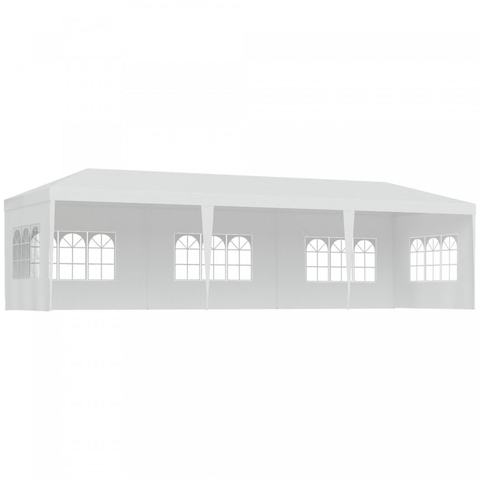 Outsunny 10 X 28ft Portable Party Tent, Gazebo Wedding Party Tent For Garden Dining And Outdoor With 5 Removable Sidewalls, White