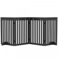 Pawhut Freestanding Pet Gate 4 Panel Dog Barrier Folding Safety Fence With Support Feet Up To 80.25